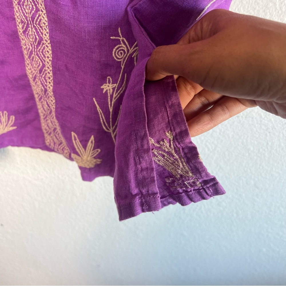 Johnny Was NOAH EASY V‑NECK Embroidered Top Mandarin Collar Purple Lilac Size M - Picture 8 of 16